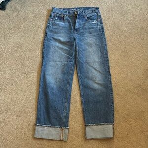 American Eagle wide leg cuffed denim